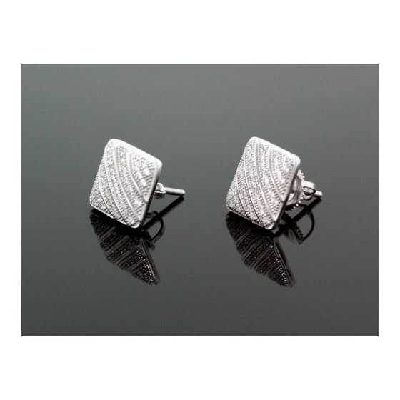 Sterling Silver Unisex Fashion Square Hand Set Stud Earrings ME0226b 1