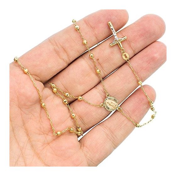 14K YELLOW Gold HOLLOW ROSARY Chain - 28 Inches Long 2.8MM Wide 3