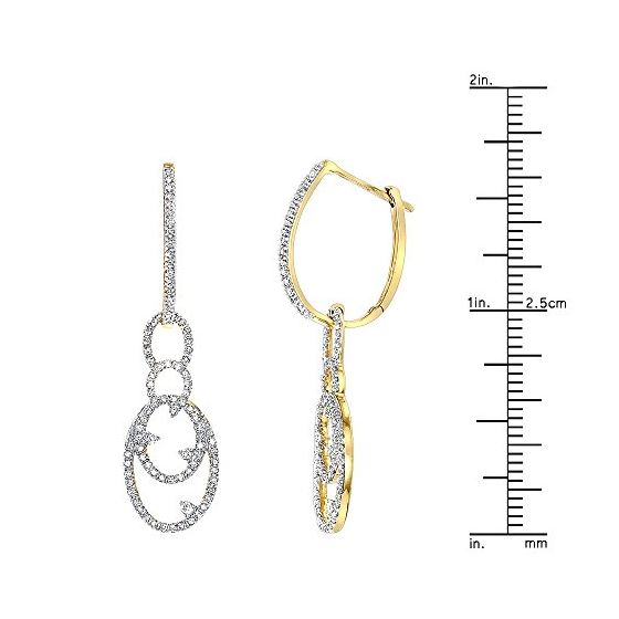 14K Ladies Natural 0.5 Ctw Diamond Drop Earrings-3