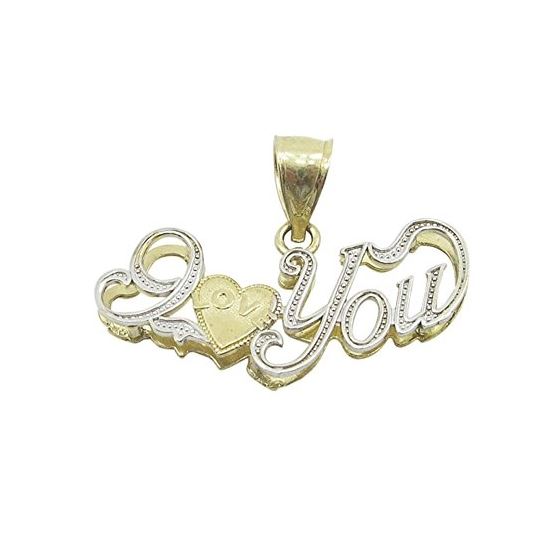 Ladies 10K Solid Yellow Gold curved I love you pendant Length - 23.5mm Width - 1.26mm 1