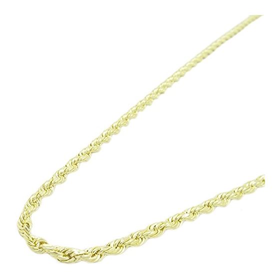 "Mens 10k Yellow Gold skinny rope chain ELNC30 22"" long and 2mm wide 1"