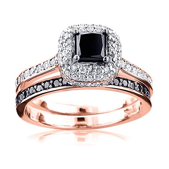 10K White Black 1.2 Ctw Diamonds Unique Bridal Eng