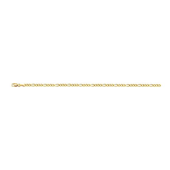 10K 24 inch long Yellow Gold 3.0mm wide Diamond Cut Royal Figaro Link with Lobster Clasp