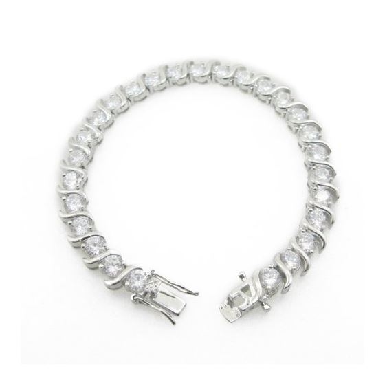 Ladies .925 Italian Sterling Silver round fancy cz bracelet Length - 7.5 inches Width - 7mm 3