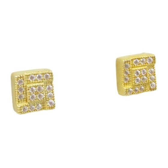 Mens .925 sterling silver Yellow 4 row square earring MLCZ123 3mm thick and 6mm wide Size 1