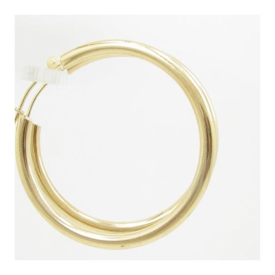 10k Yellow Gold earrings Plain hoop AGBE5 3