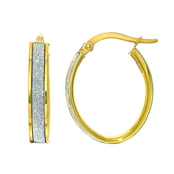 14K Yellow Gold 3.75x14x17mm wide Shiny Oval Hoop