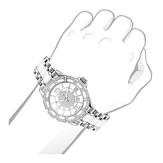 LUXURMAN Ladies Diamond Ceramic Watch 1.25Ct Whi-3