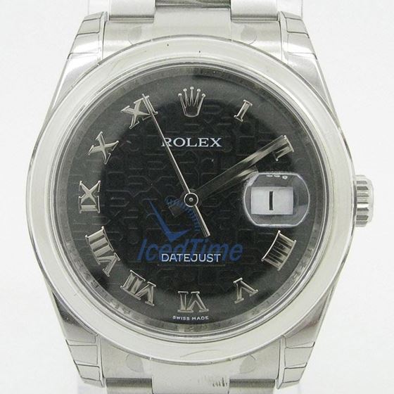 Rolex Datejust Black Jubilee Roman Dial Oyster Bracelet Mens Watch 1