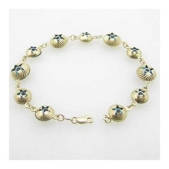 Ladies 10K Solid Yellow Gold evil eye striped star bracelet Length - 7.25 inches Width - 11mm 3