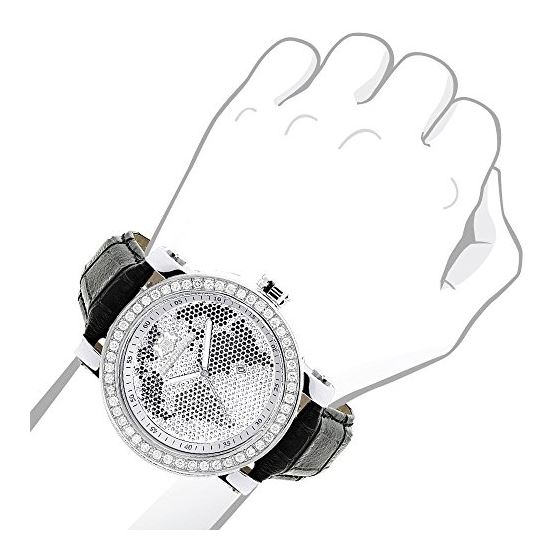 Black And White Worldface VS Quality Real Diamond Watch 4.5ct by Luxurman 3