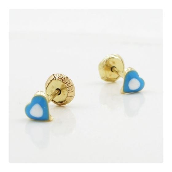 14K Yellow gold Simple heart stud earrings for Children/Kids web145 3