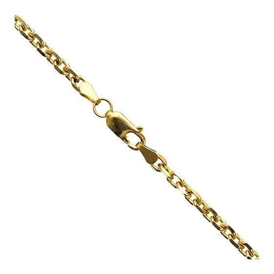 14K YELLOW Gold SOLID CABLE-DIA CUT Chain - 22 Inches Long 3.5MM Wide 1