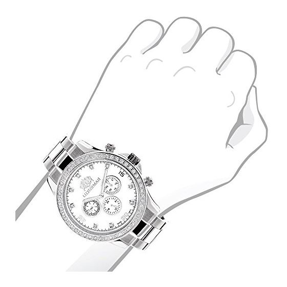 Real Diamond Watches For Men: Luxurman Liberty Diamond Bezel Watch White MOP 2ct 3