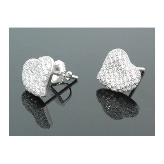 Sterling Silver Heart Shape Fashion Hand Set Stud Earrings ME0213c 1