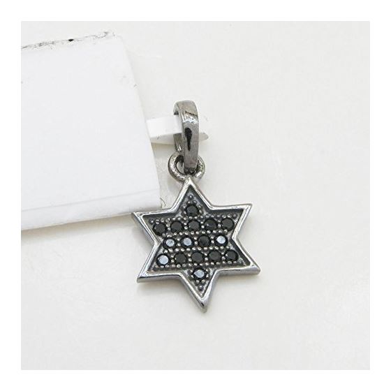 Womens Black star of david black cz pendant Silver38 3