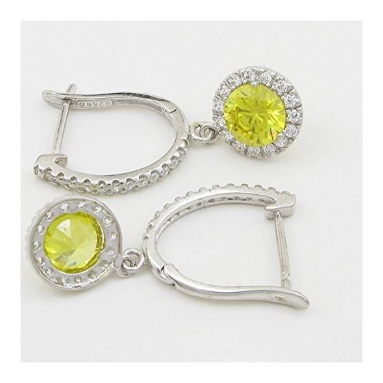 Womens Light yellow cubic zirconia drop cz chandelier earring Silver17 3