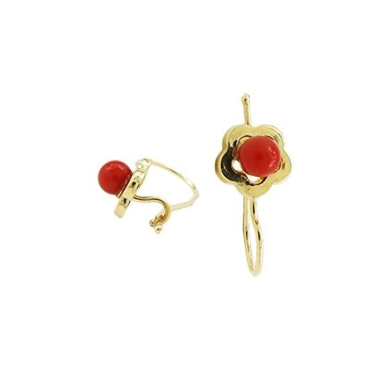 14K Yellow gold Fancy flower pearl hoop earrings for Children/Kids web230 1