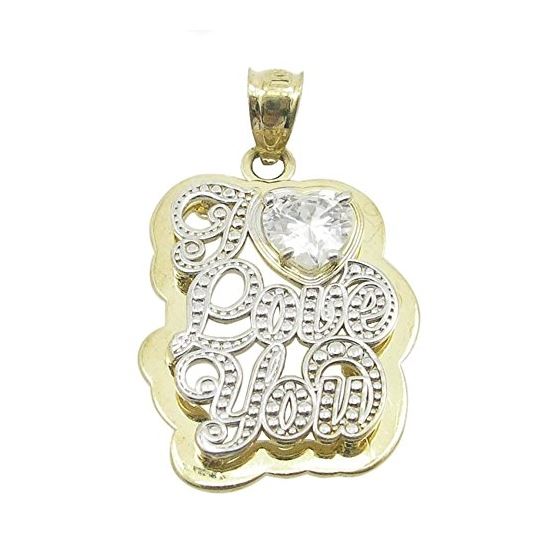 Ladies 10K Solid Yellow Gold I love you pendant Length - 1.10 inches Width - 18mm 1