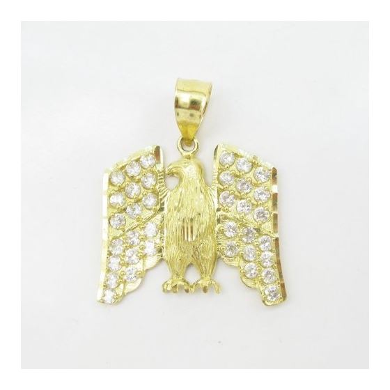 Mens 10k Yellow gold White gemstone eagle charm EGP78 3