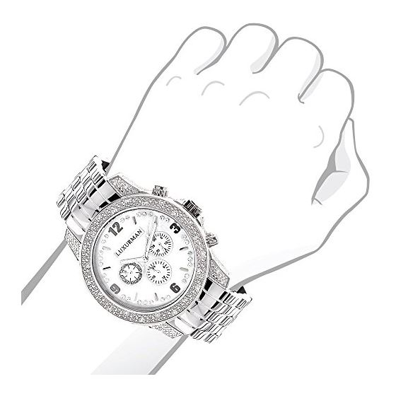 Mens Diamond Watches 0.50ct Luxurman Watch three MOP Date and Calendar Subdials 3