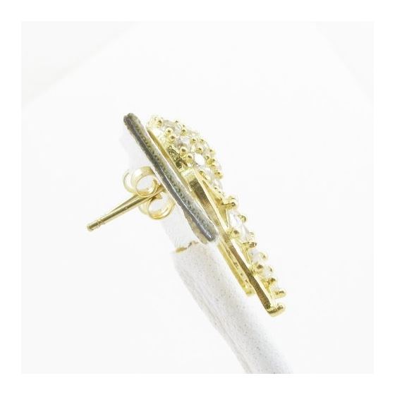 Mens 10k Yellow gold Basket ball white cz stud earring ELMI41 3