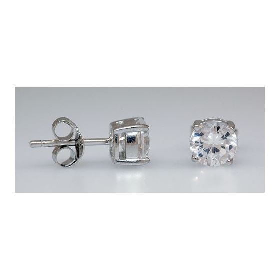 6mm Sterling Silver Clear Round Cz Stud Earrings