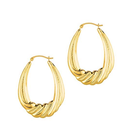 14K Yellow Gold Ladies Hoop Earrings ER952