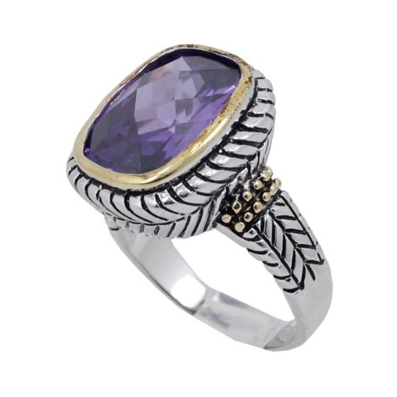 "Ladies .925 Italian Sterling Silver Purple Violet synthetic gemstone ring SAR26 6