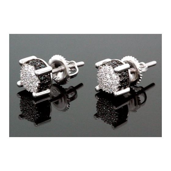 Sterling Silver Unisex Fashion Round Hand Set Stud Earrings ME0214b 1