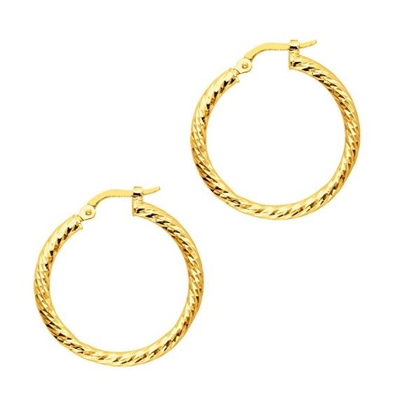 14K Yellow Gold Ladies Hoop Earrings ER943