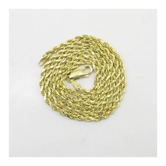 "Mens 10k Yellow Gold skinny rope chain ELNC34 20"" long and 3mm wide 3"
