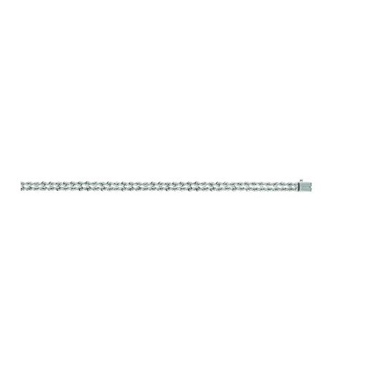 14K White Gold 5.0mm wide Shiny Diamond Multi Line Rope Chain with Box Catch Clasp