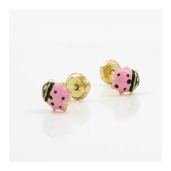 14K Yellow gold Bettle stud earrings for Children/Kids web162 3