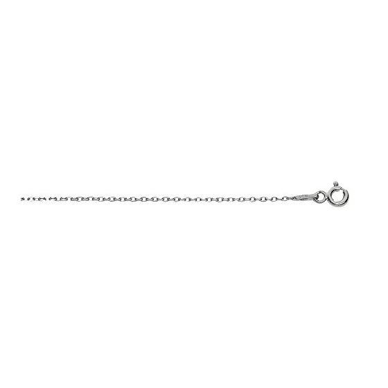 Silver with Rhodium Finish 0.8mm wide Diamond Cut Cable Chain with Spring Ring Clasp