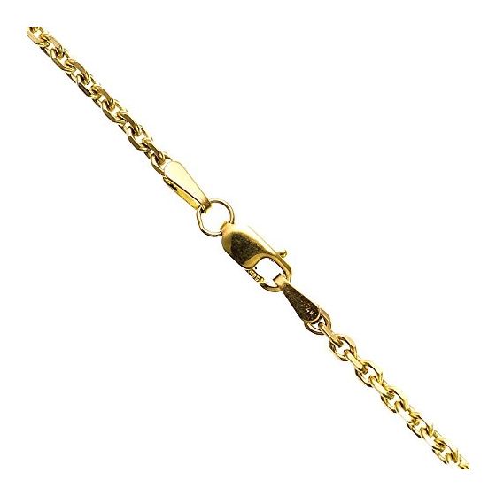 14K YELLOW Gold SOLID CABLE-DIA CUT Chain - 20 Inches Long 2.4MM Wide 1