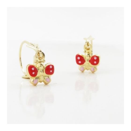 14K Yellow gold Butterfly chandelier earrings for Children/Kids web361 3