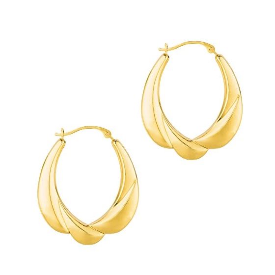 14K Yellow Gold Ladies Hoop Earrings ER965