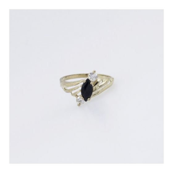 10k Yellow Gold Syntetic black gemstone ring ajr16 Size: 7 3