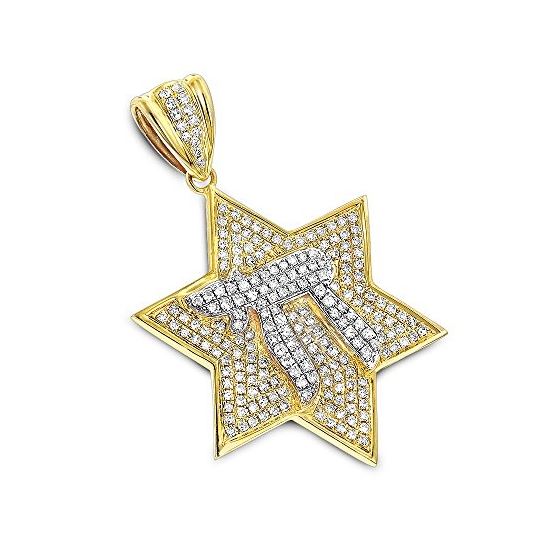 14K Natural 1.1 Ctw Diamond Star Of David Pendant