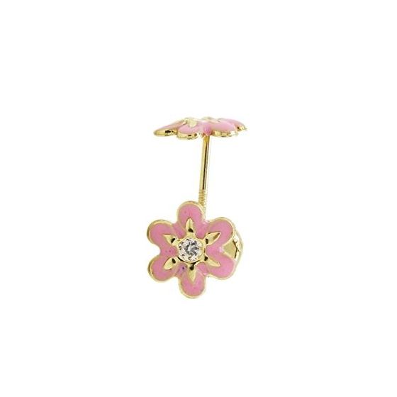 14K Yellow gold Flower cz stud earrings for Children/Kids web16 1