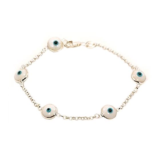 "Evil Eye Murano Glass Bead Designer Sterling Silver Bracelet SD10
