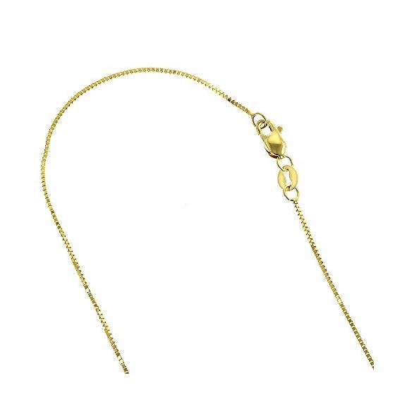 10K YELLOW Gold SOLID BOX CHAIN Chain - 18 Inches Long 0.8MM Wide with Lobster Clasp 1