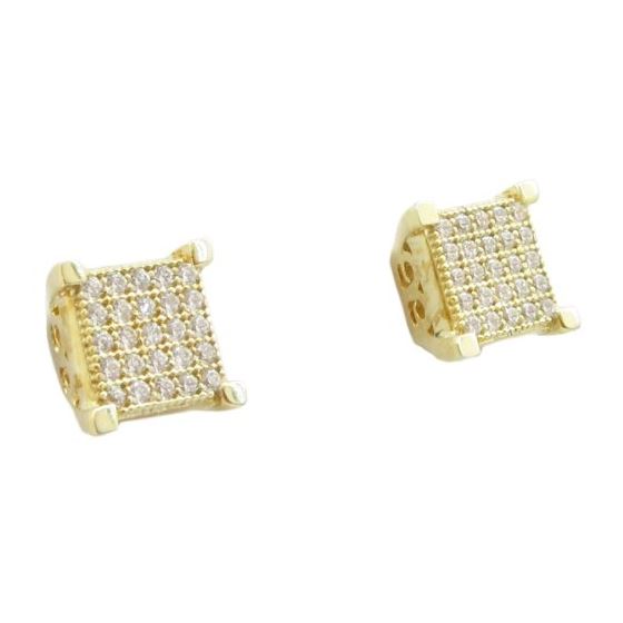 Mens .925 sterling silver Yellow 5 row square earring MLCZ45 5mm thick and 8mm wide Size 1