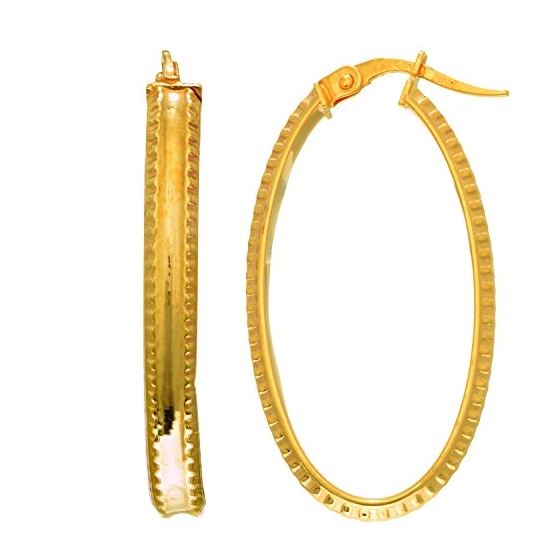 14K Yellow Gold Ladies Hoop Earrings ER3423