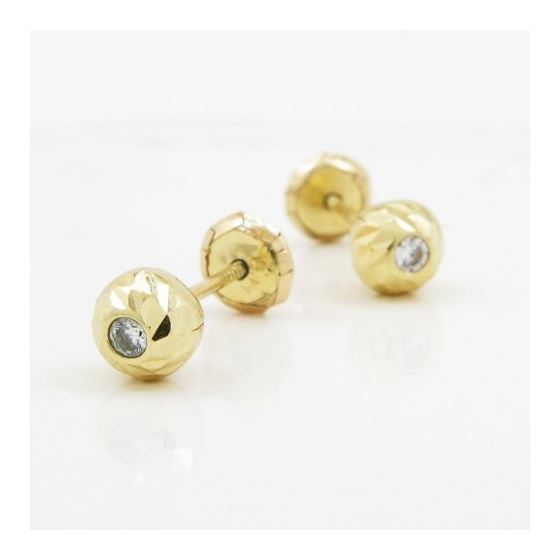 14K Yellow gold Round cz stud earrings for Children/Kids web129 3