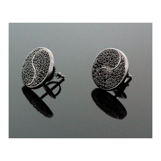 Sterling Silver Unisex Fashion Round Hand Set Stud Earrings ME0220 1