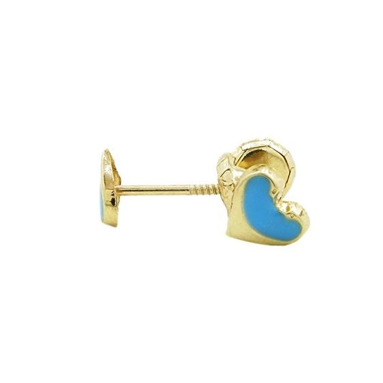 14K Yellow gold Heart stud earrings for Children/Kids web106 1