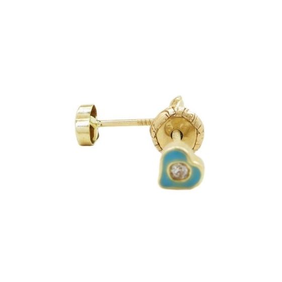 14K Yellow gold Heart cz stud earrings for Children/Kids web154 1