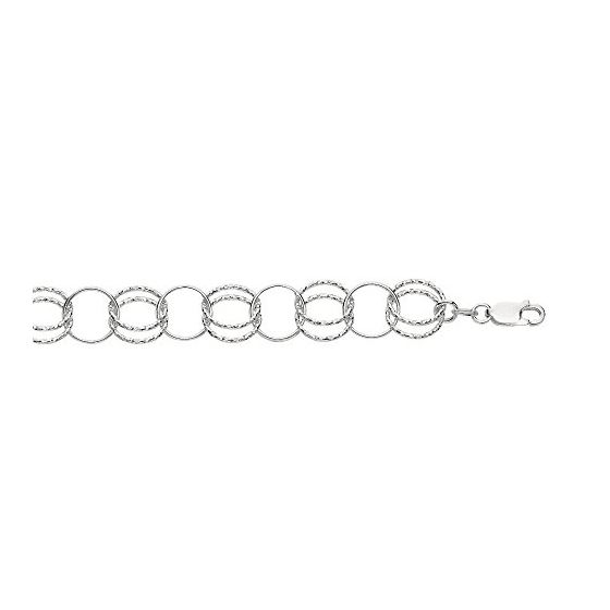 Sterling Silver 11 mm Wide Alternative 2 Round and 1 Polished Link Fancy Bracelet 7.5 Inch Long